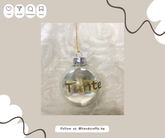 Boule de Noël en verre avec fleurs sechées Ø8cm